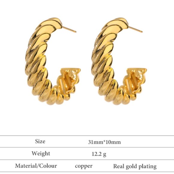 14K gold plating Croissant stud earrings - Picture 3 of 5
